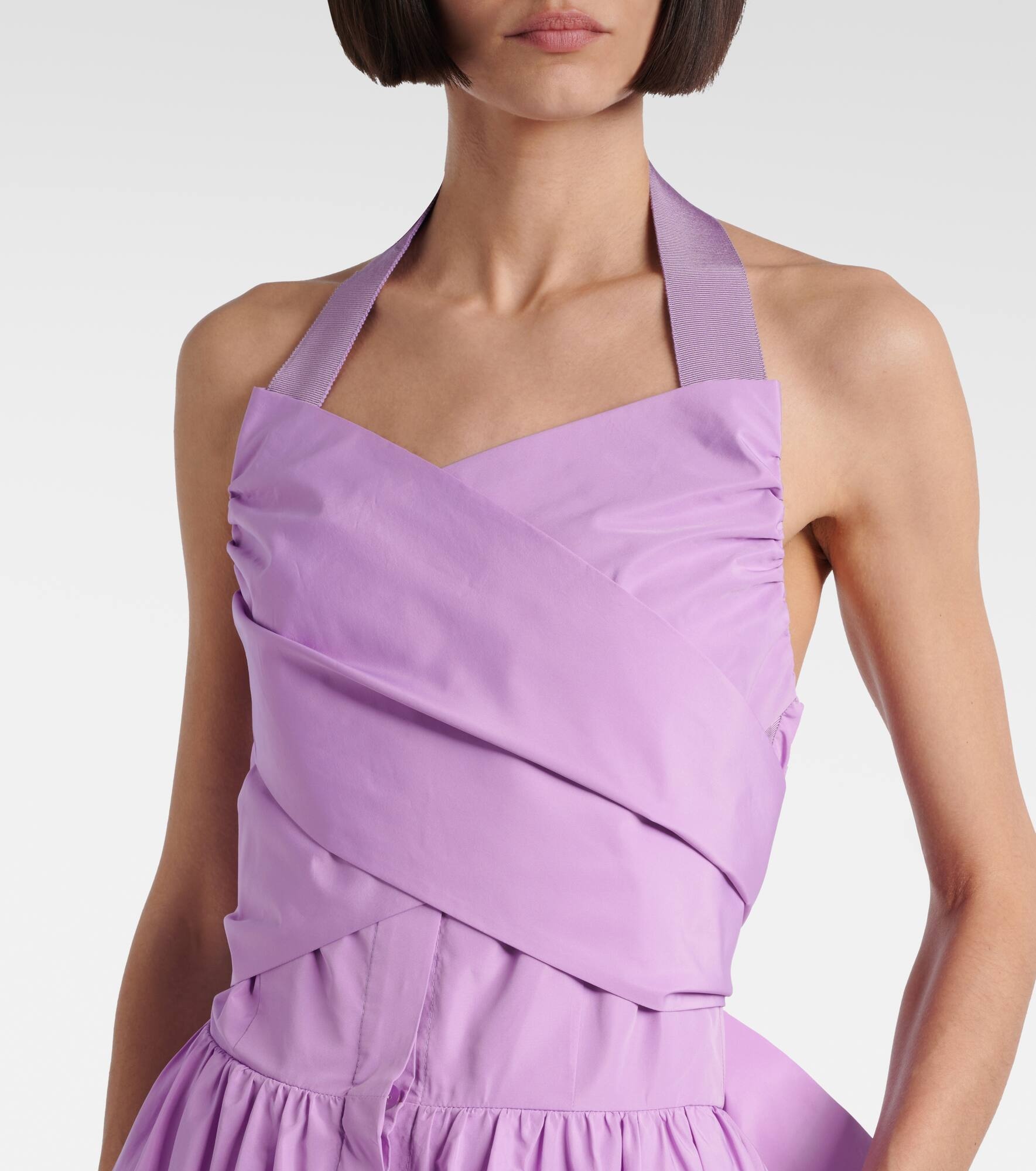 Gathered faille midi dress - 4