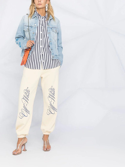 Off-White face-print denim jacket outlook