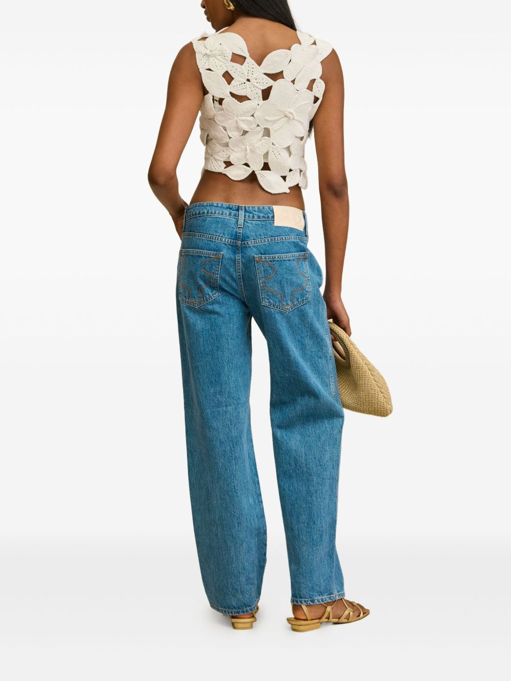 Harrington flower-lace sleeveless top - 3