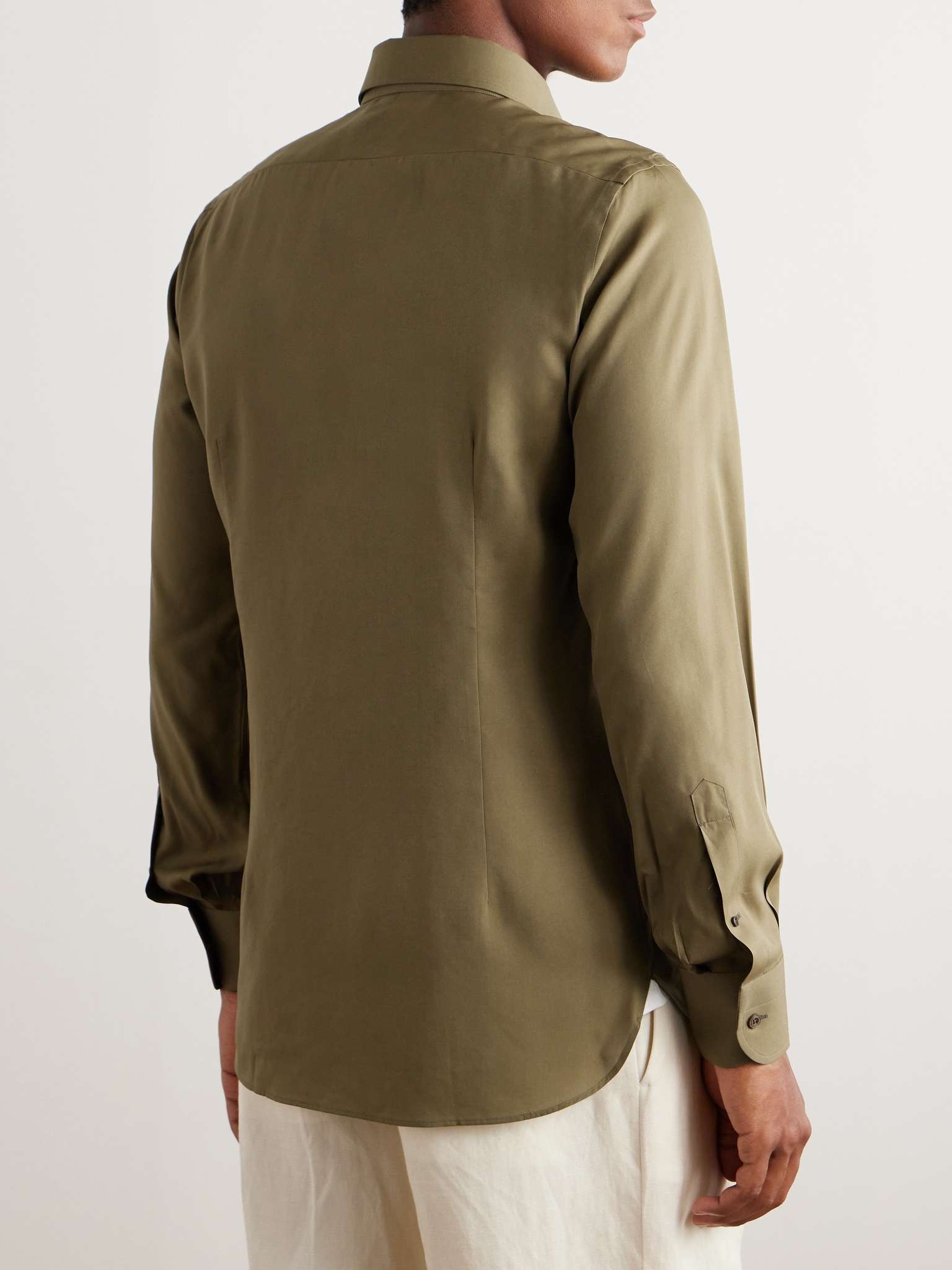 Cutaway-Collar Silk-Poplin Shirt - 4