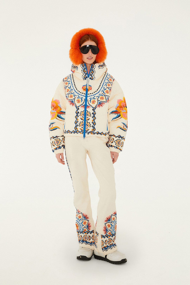 FARM RIO Off-White Lucy Floral Suspenders Ski Pants outlook