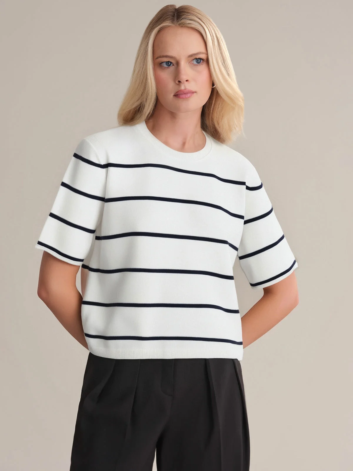 Noa: Cotton Stripe Pullover - 1