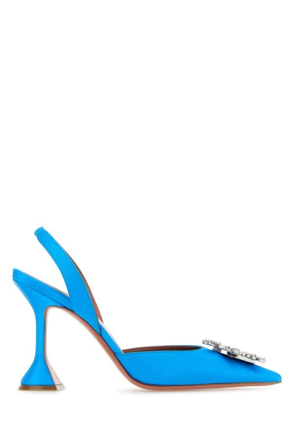 Turquoise satin Begum pumps - 1