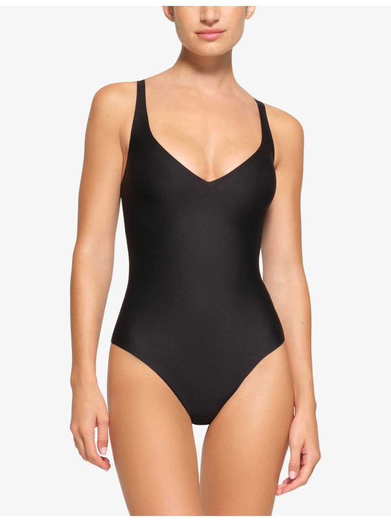 SKIMS Plunge-Neck Thong Stretch-Woven Bodysuit outlook