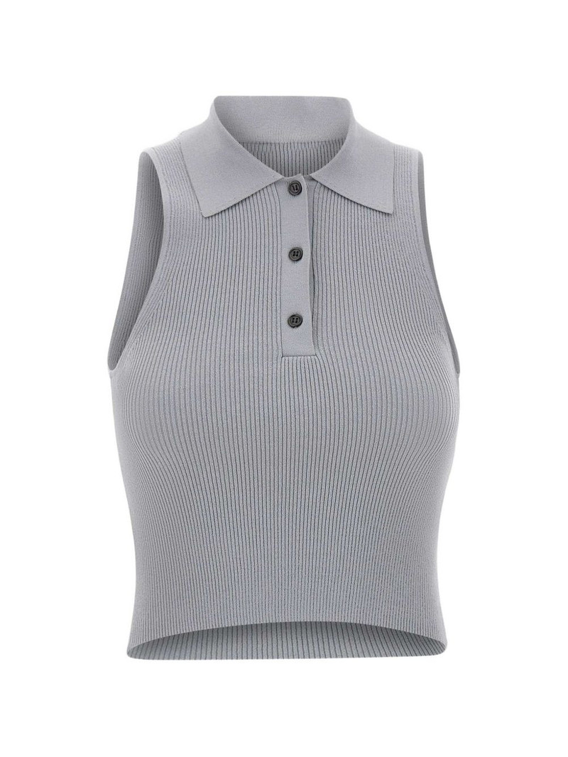 Trine ribbed button polo top 1