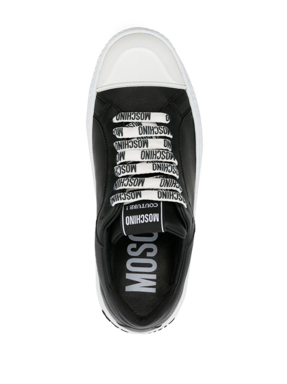 embossed-logo faux-leather sneakers - 4
