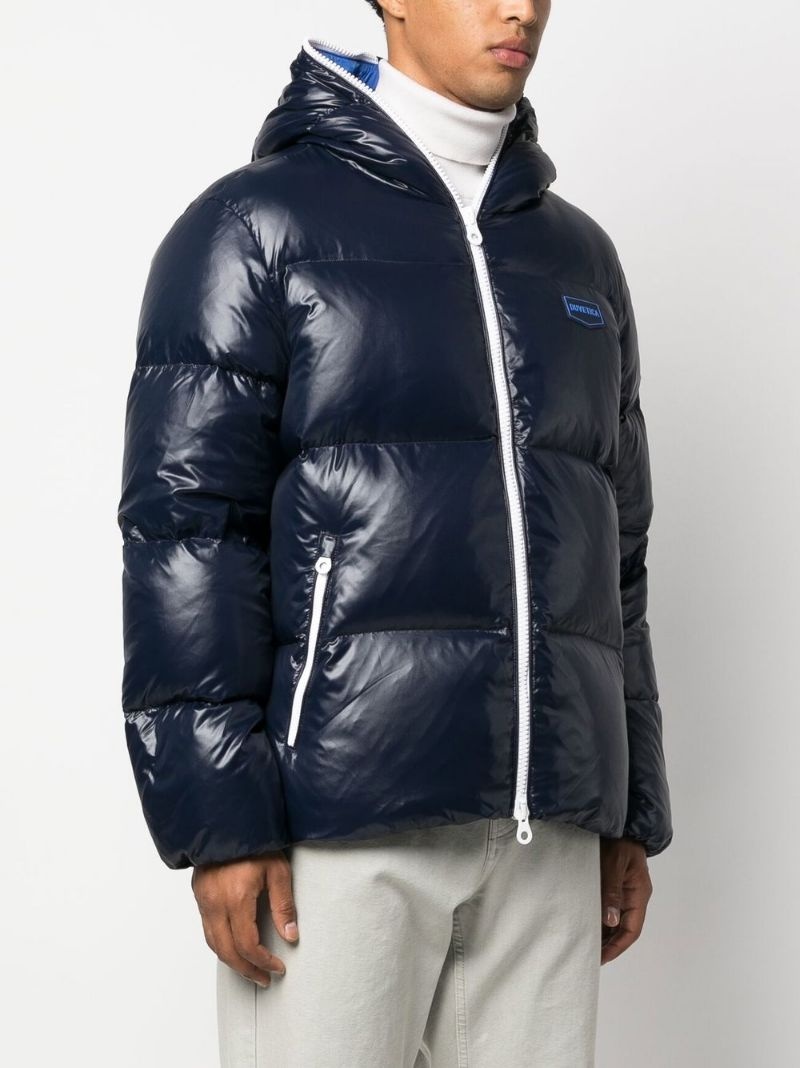 logo-patch feather-down puffer jacket - 3