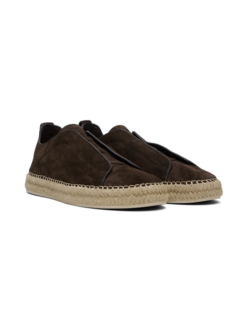 Brown Suede Triple Stitch Sneakers - 4