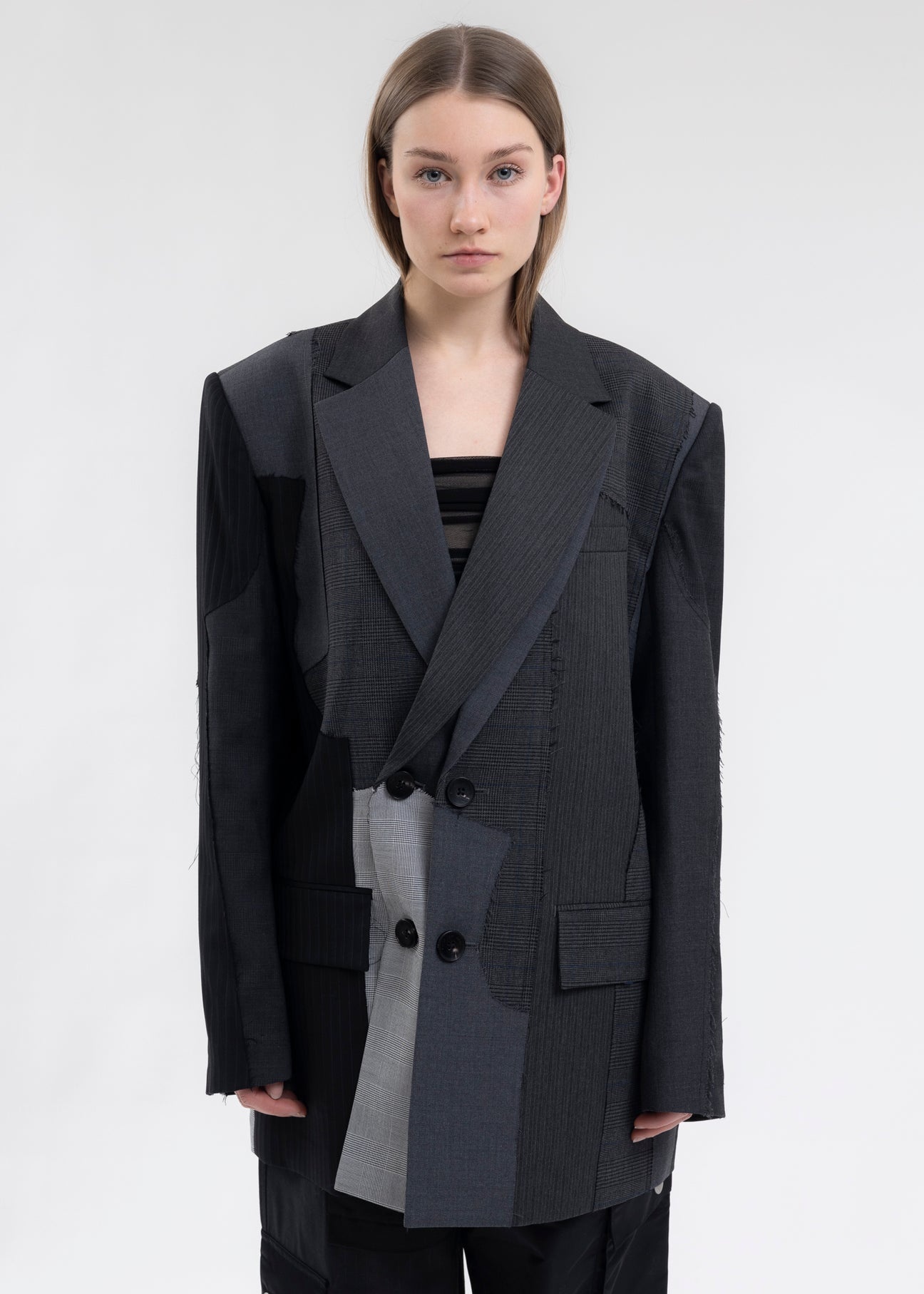 GREY WOOLEN STITCHING JACKET - 1