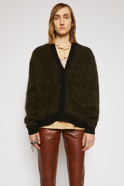 Acne Studios Brushed mohair-blend cardigan black/olive outlook