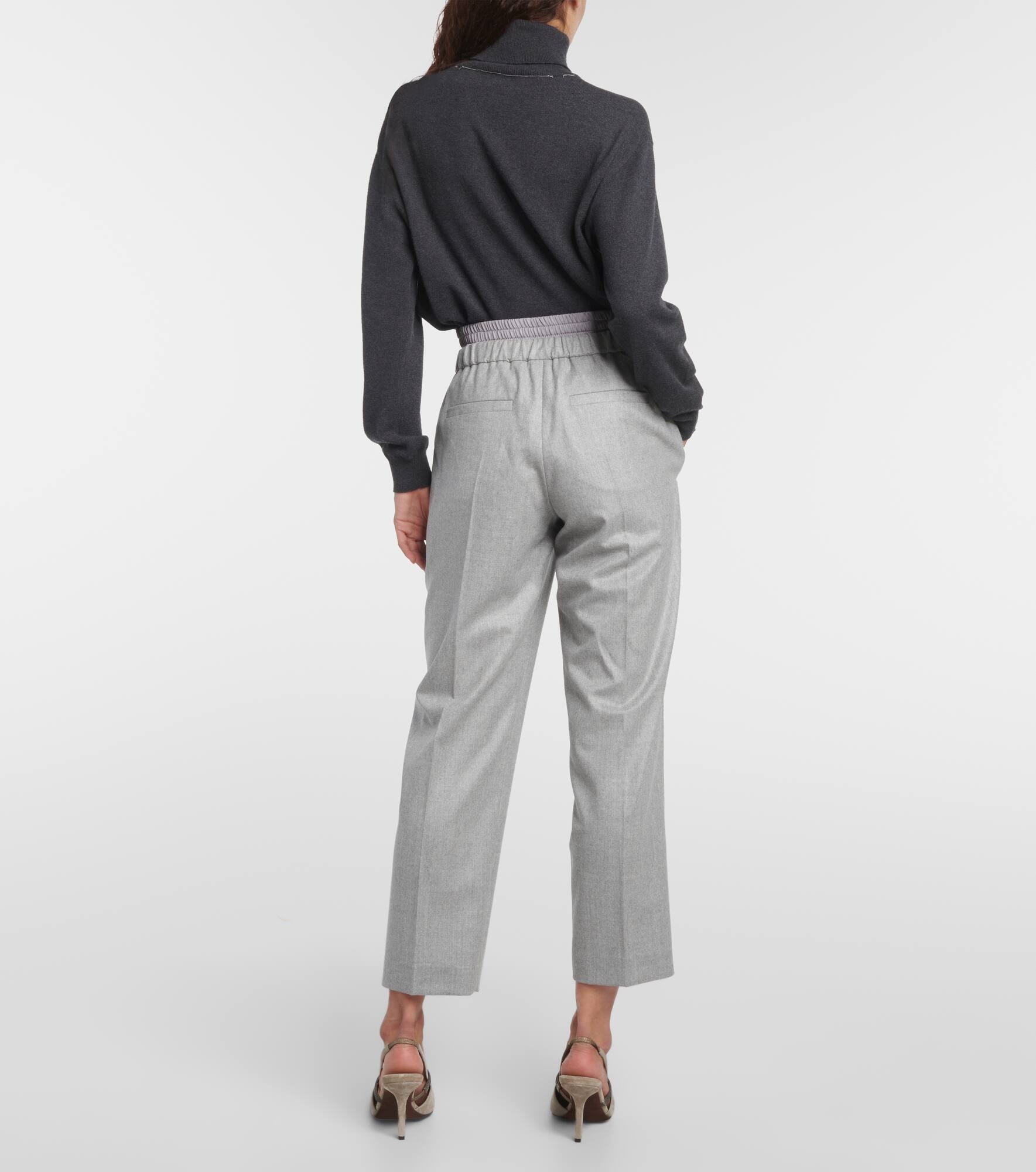 Wool flannel straight pants - 3