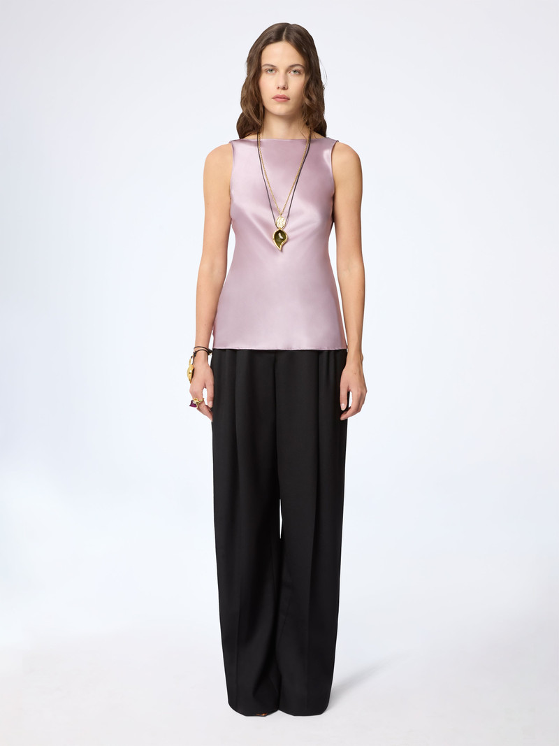 Mauve Halterneck Drapped Silk Satin Top 1