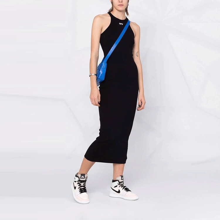 (WMNS) Off-White Off-Stamp Ribbed Dress 'Black' OWDB366C99JER0011001 - 2