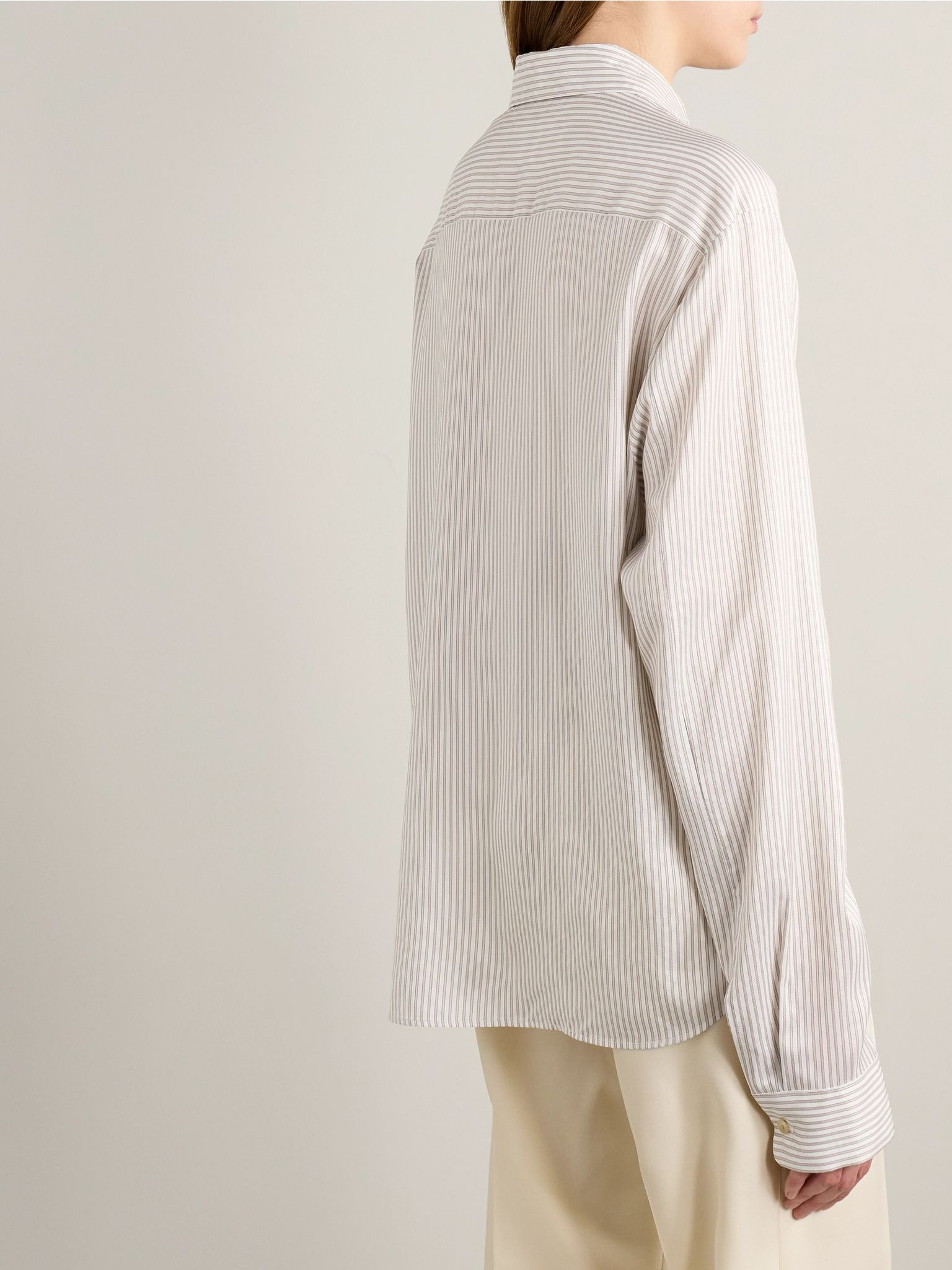 Argo striped silk shirt Cream - 4