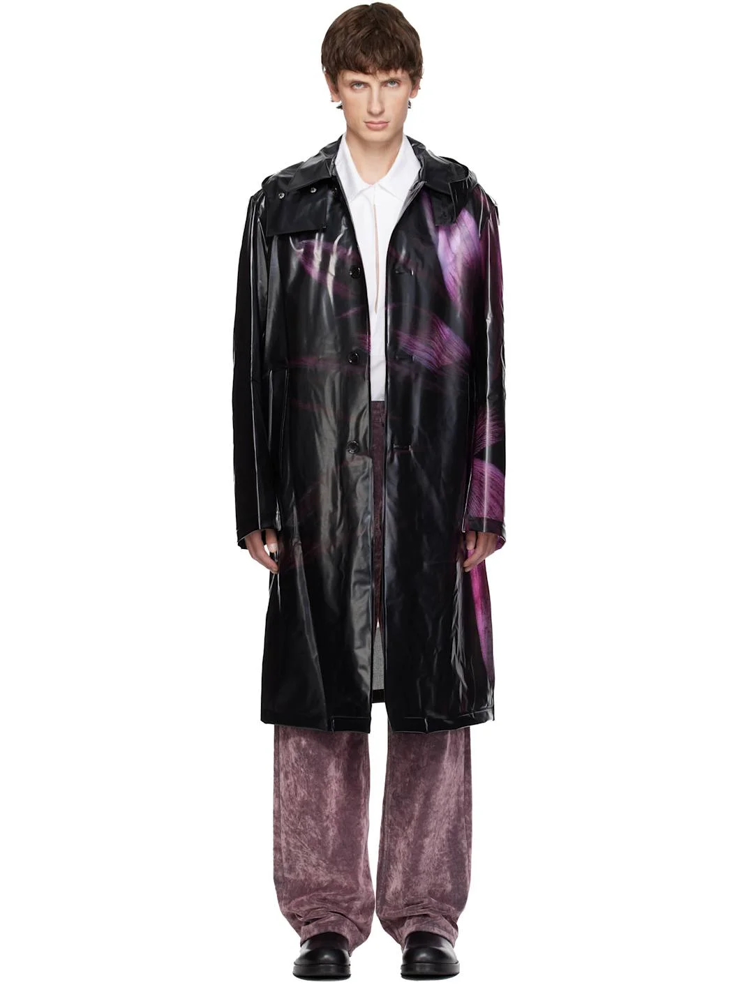 Black Loose Fit Mac Raincoat - 1