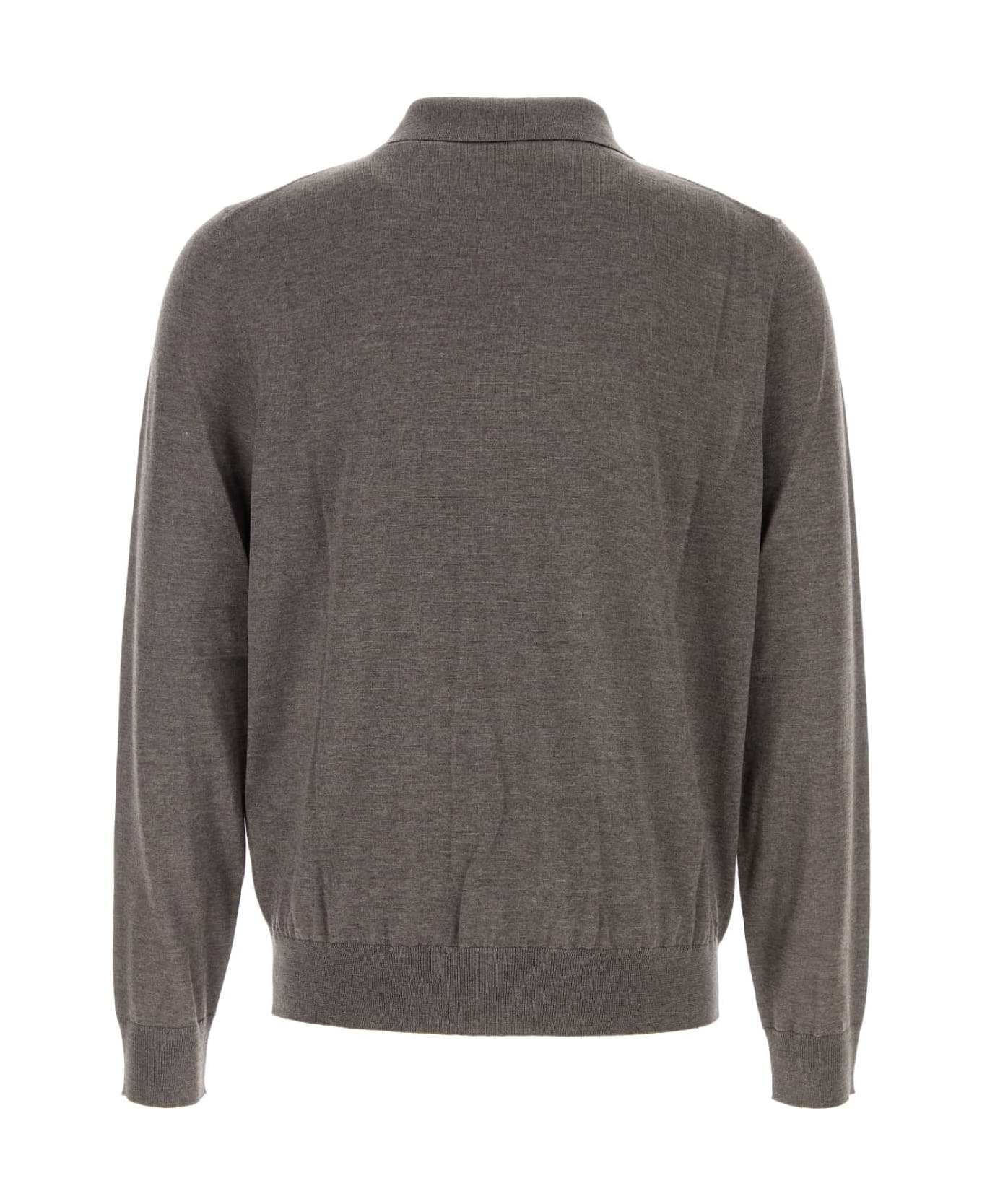 Grey Wool Polo Shirt - 2