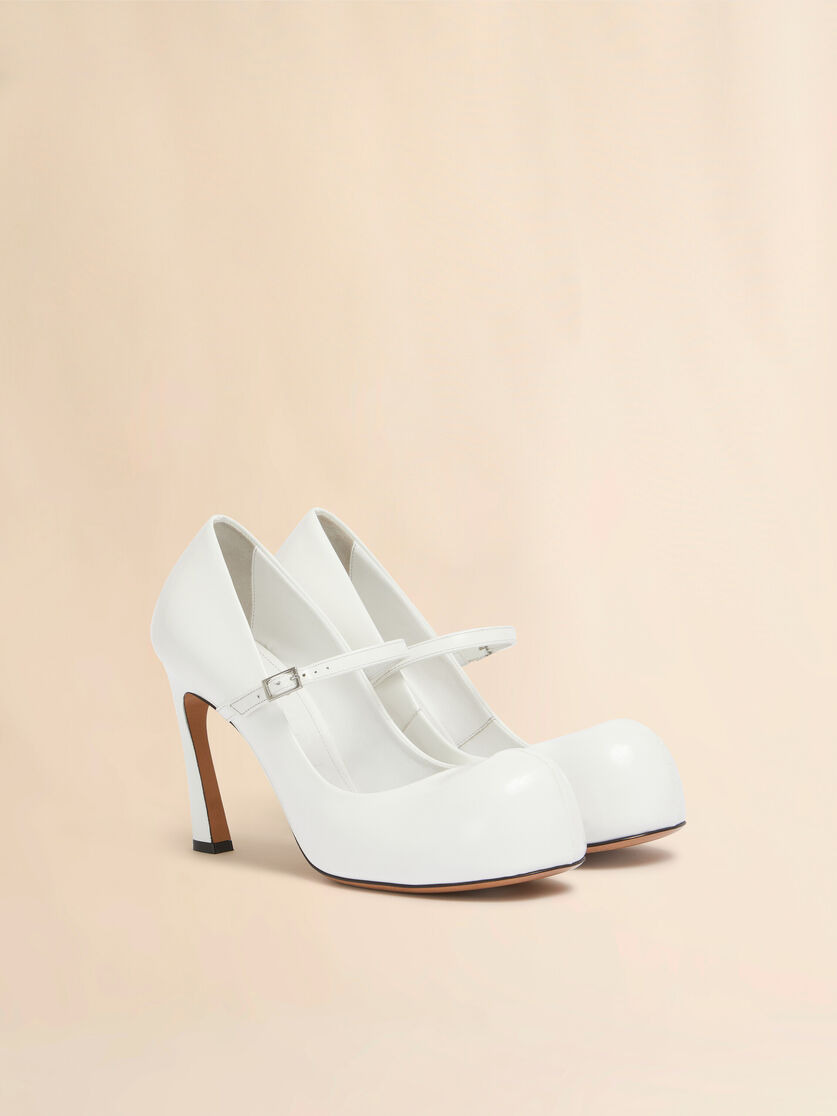 WHITE LEATHER NEW WAVE MARY JANE PUMP - 2