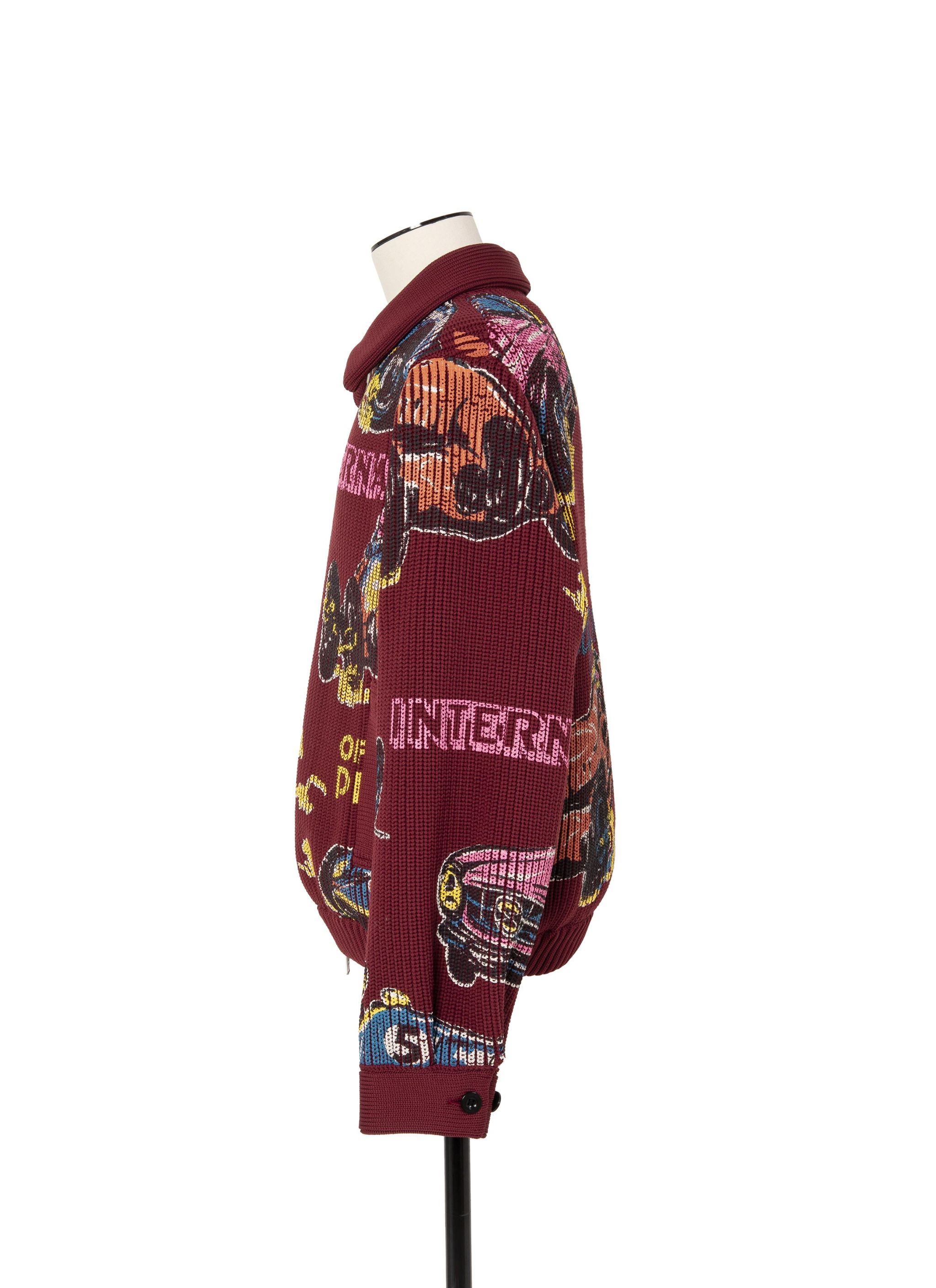 sacai Car Race Print Knit Blouson | REVERSIBLE sacai Car Race Print Knit Blouson | REVERSIBLE
