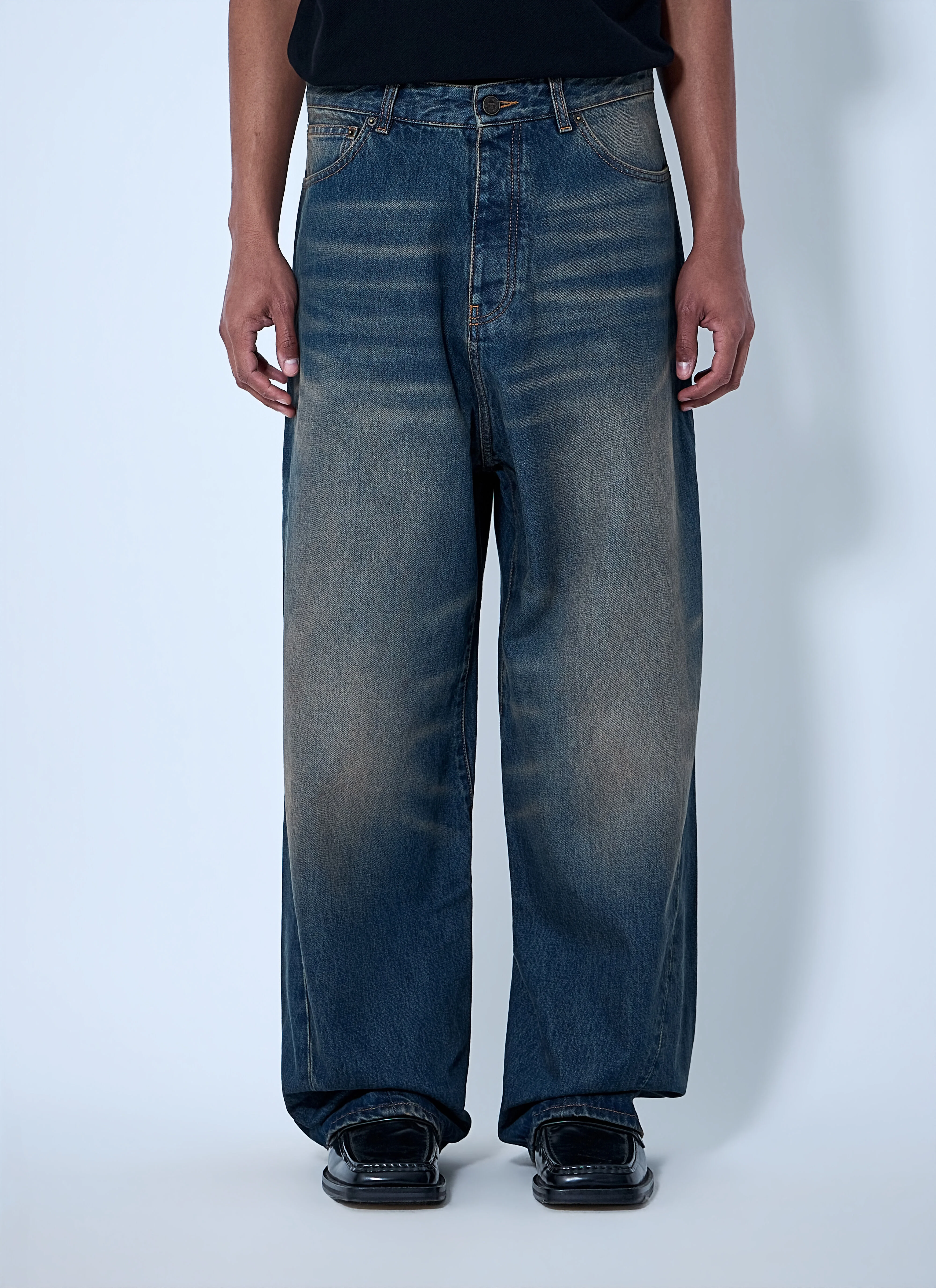 Wide-Leg Denim Trousers - 1