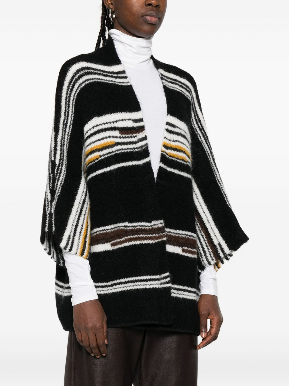 striped V-neck cardigan - 3