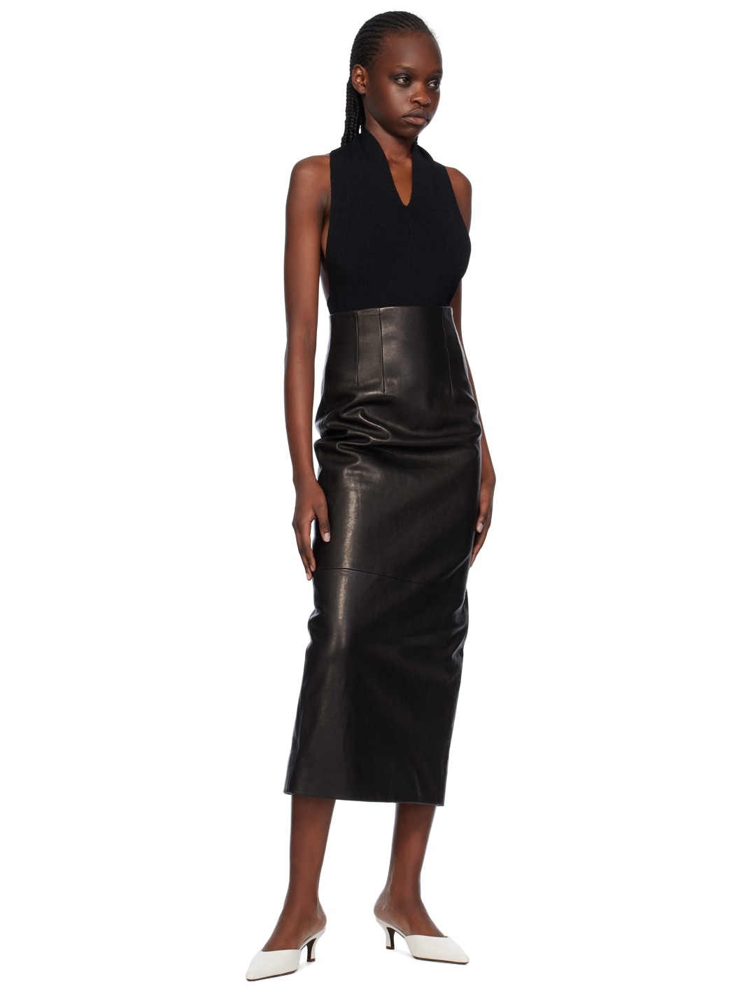 Black 'The Loxley' Leather Maxi Skirt - 4