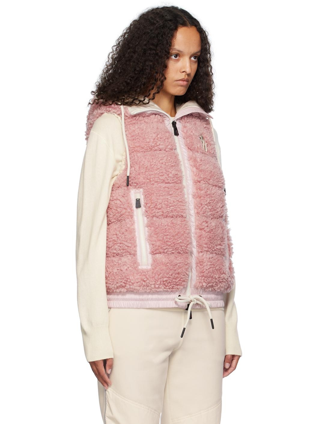 Pink Padded Teddy Zip-Up Down Vest - 2