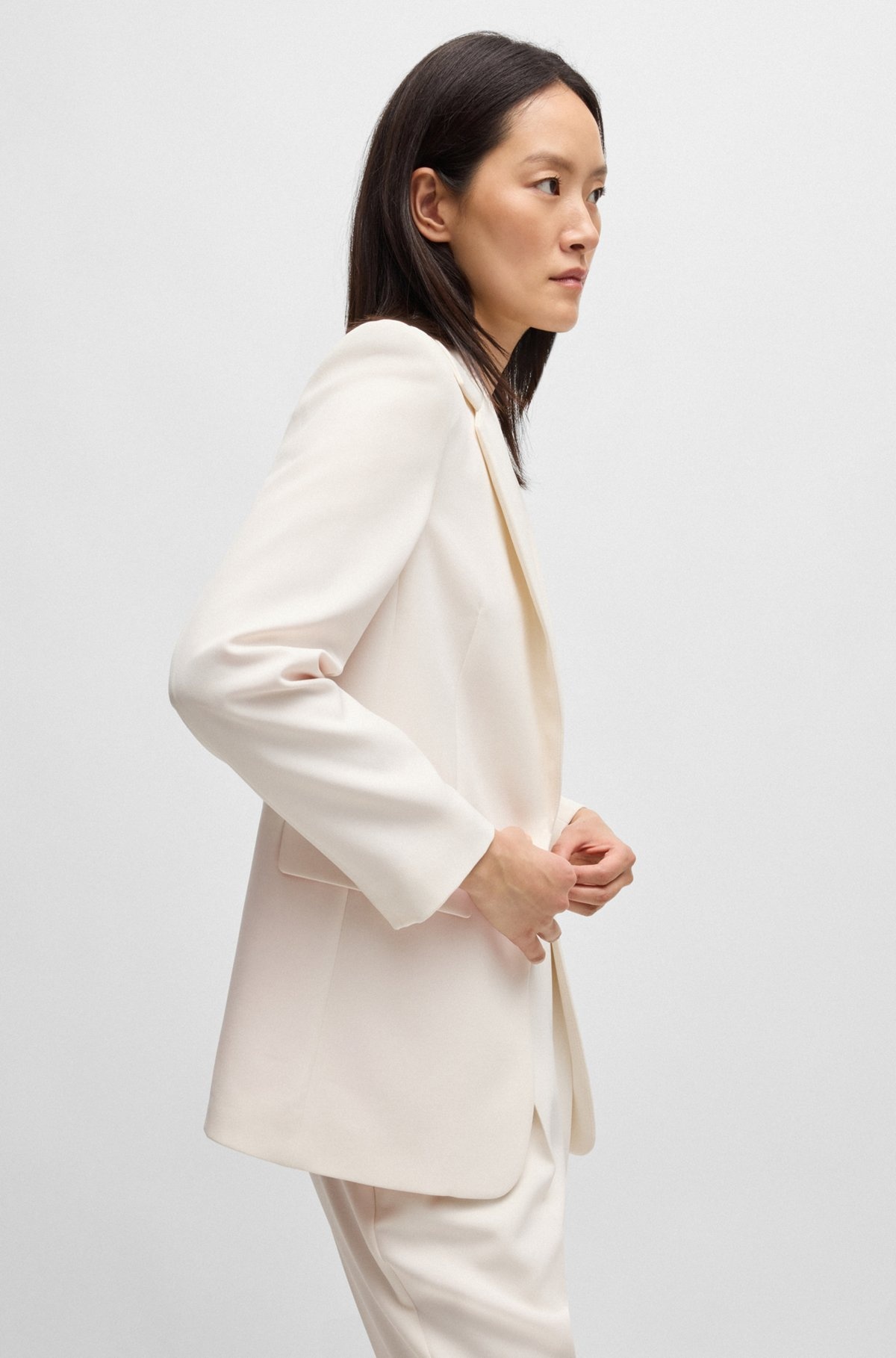 SINGLE-BREASTED JACKET IN STRETCH FABRIC - 6