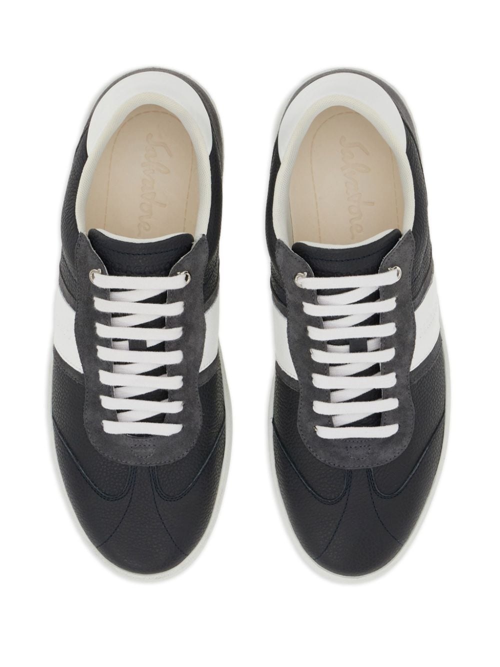 logo-embossed leather sneakers - 4