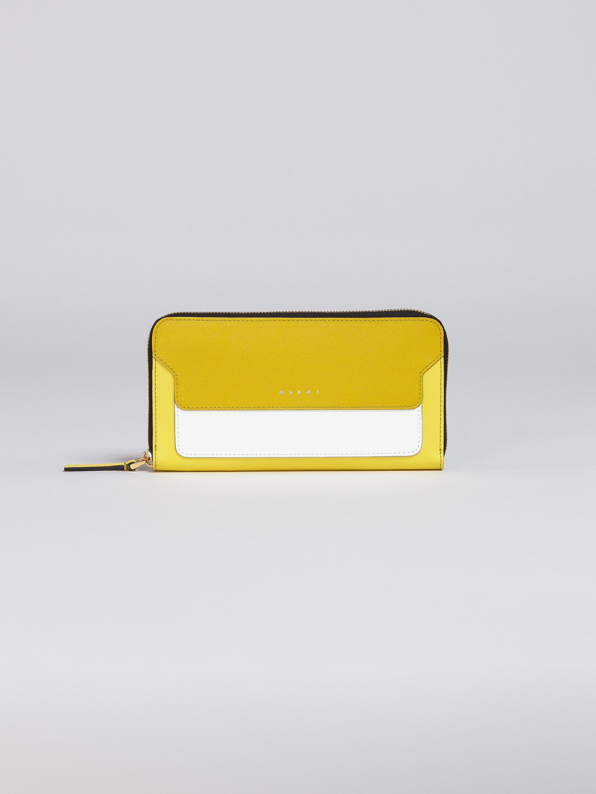 MULTICOLOURED YELLOW SAFFIANO LEATHER ZIP-AROUND WALLET - 1