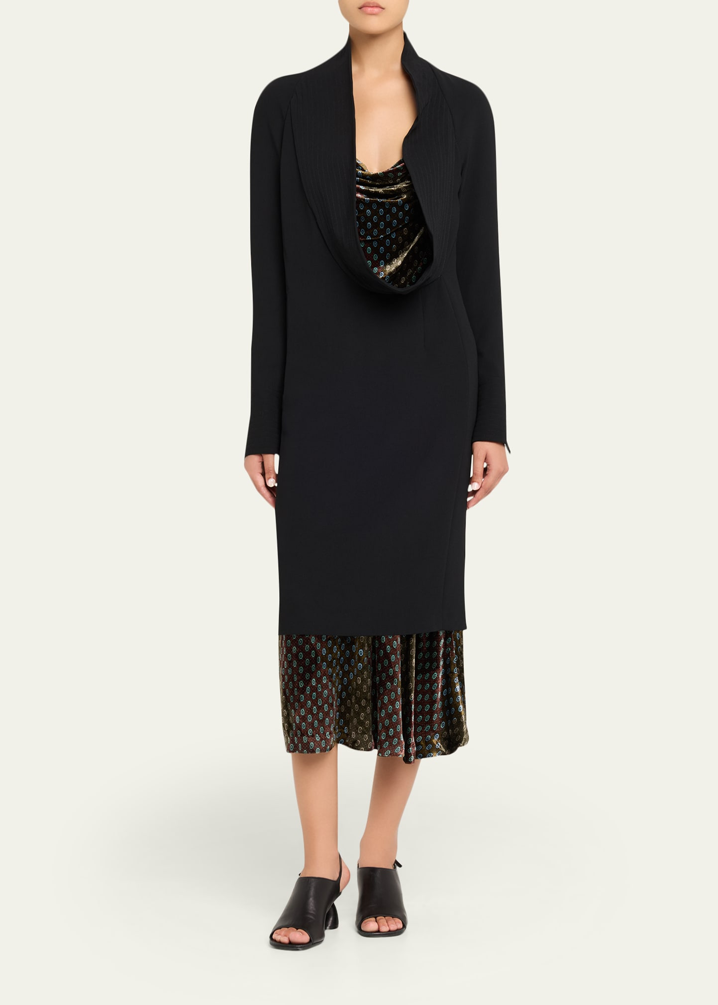 Delsey Cowl-Neck Long-Sleeve Midi Dress - 2
