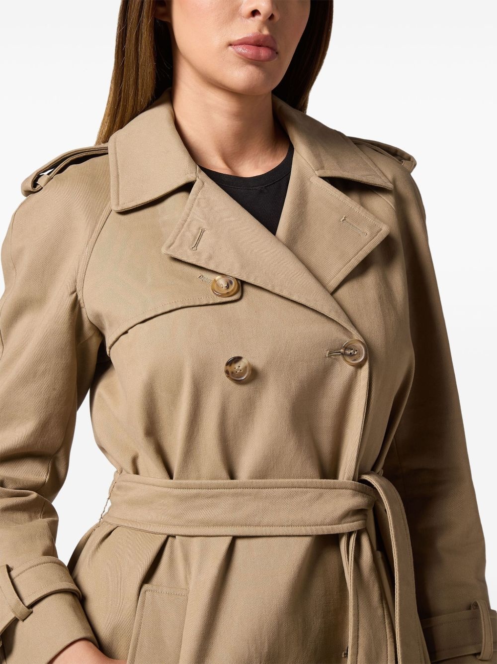 monogram long trench coat - 6