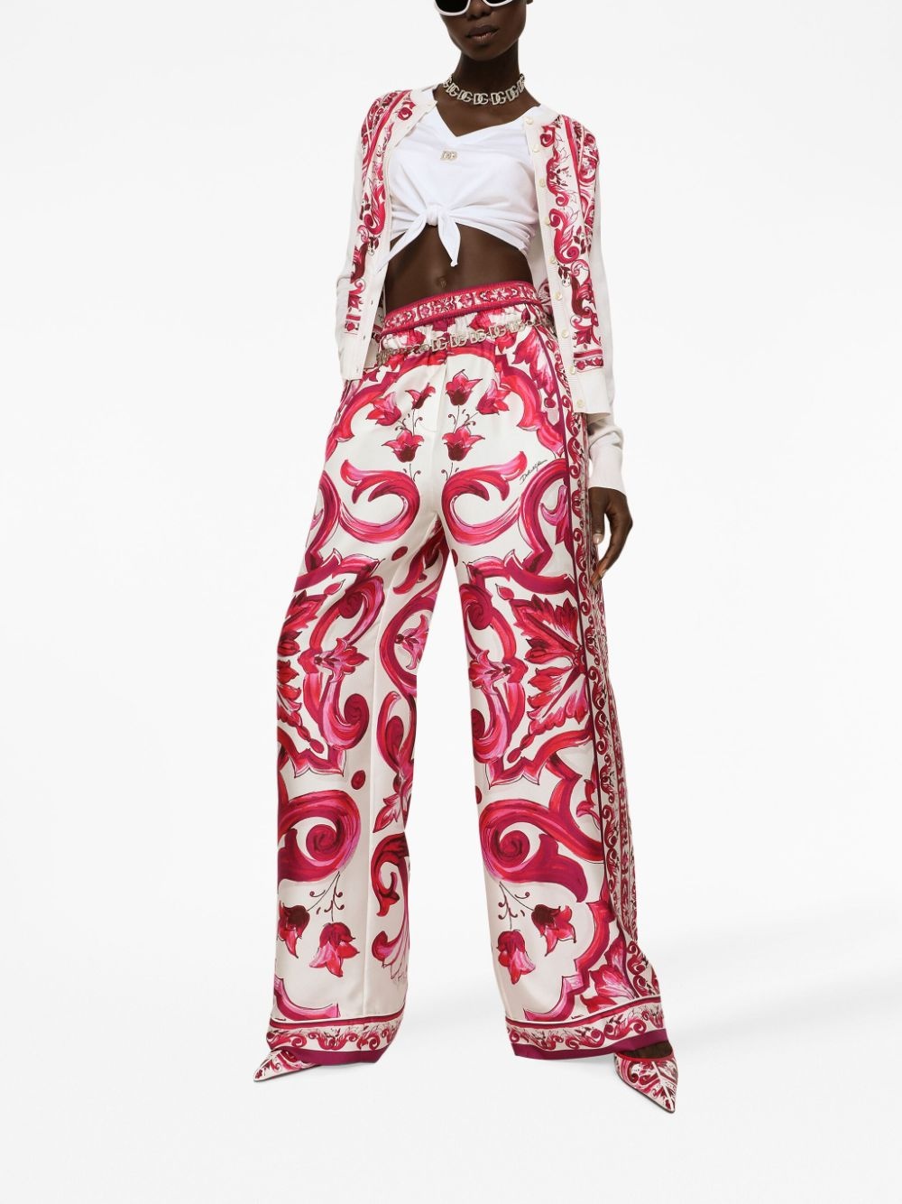 Majolica-print silk cardigan - 2