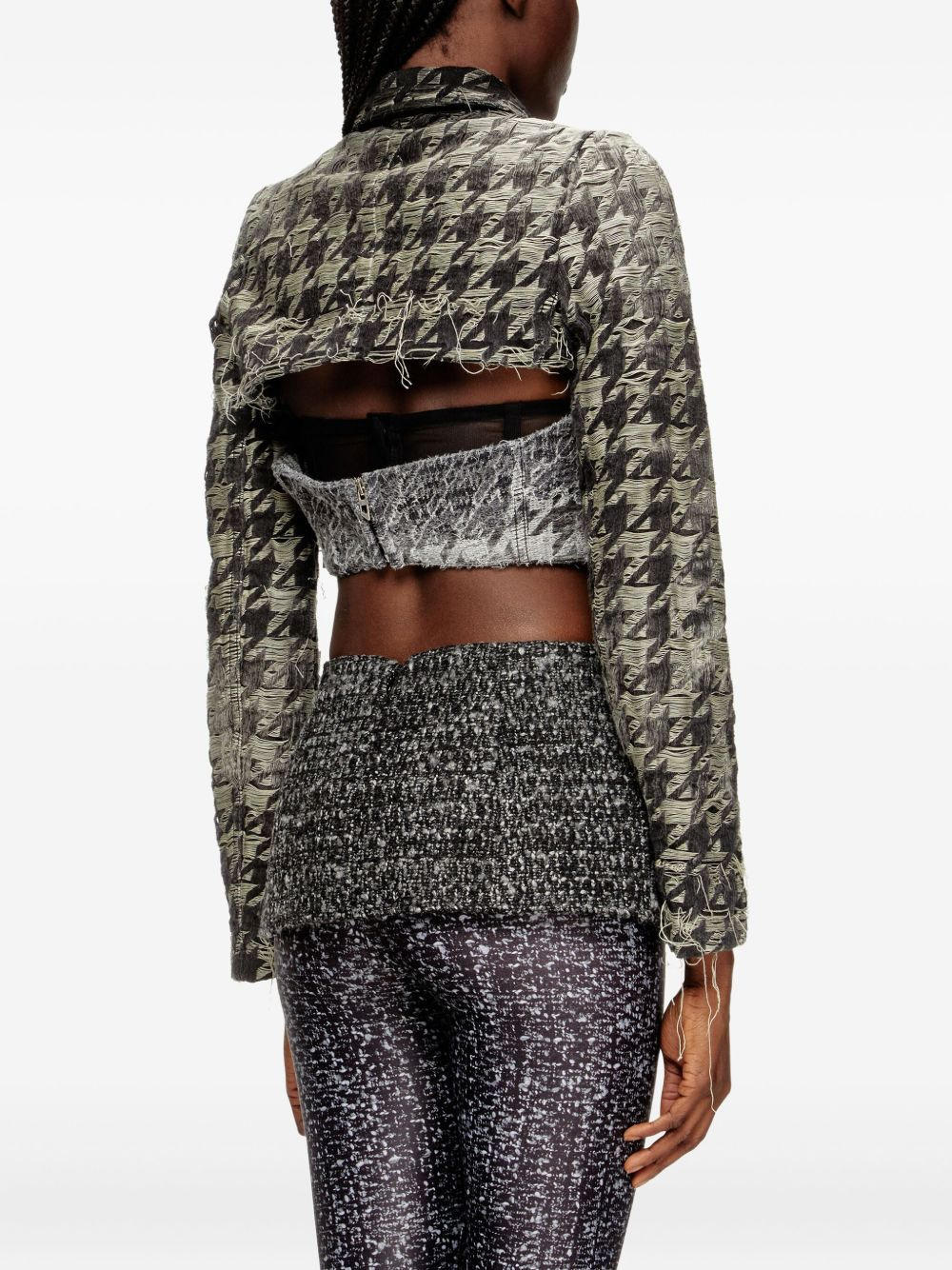 houndstooth-weave denim shrug - 4