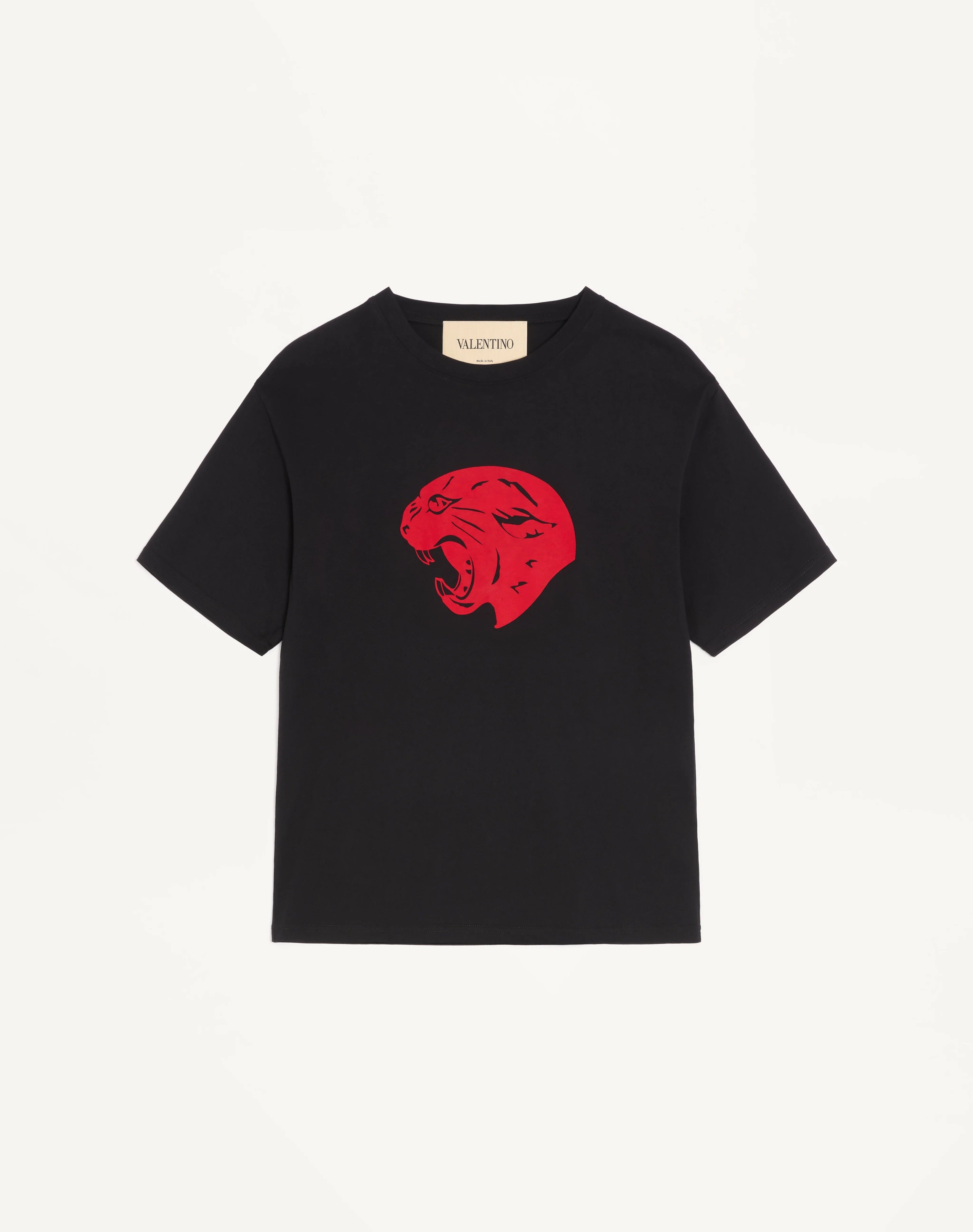 VALENTINO COTTON T-SHIRT WITH PANTHER PRINT - 1