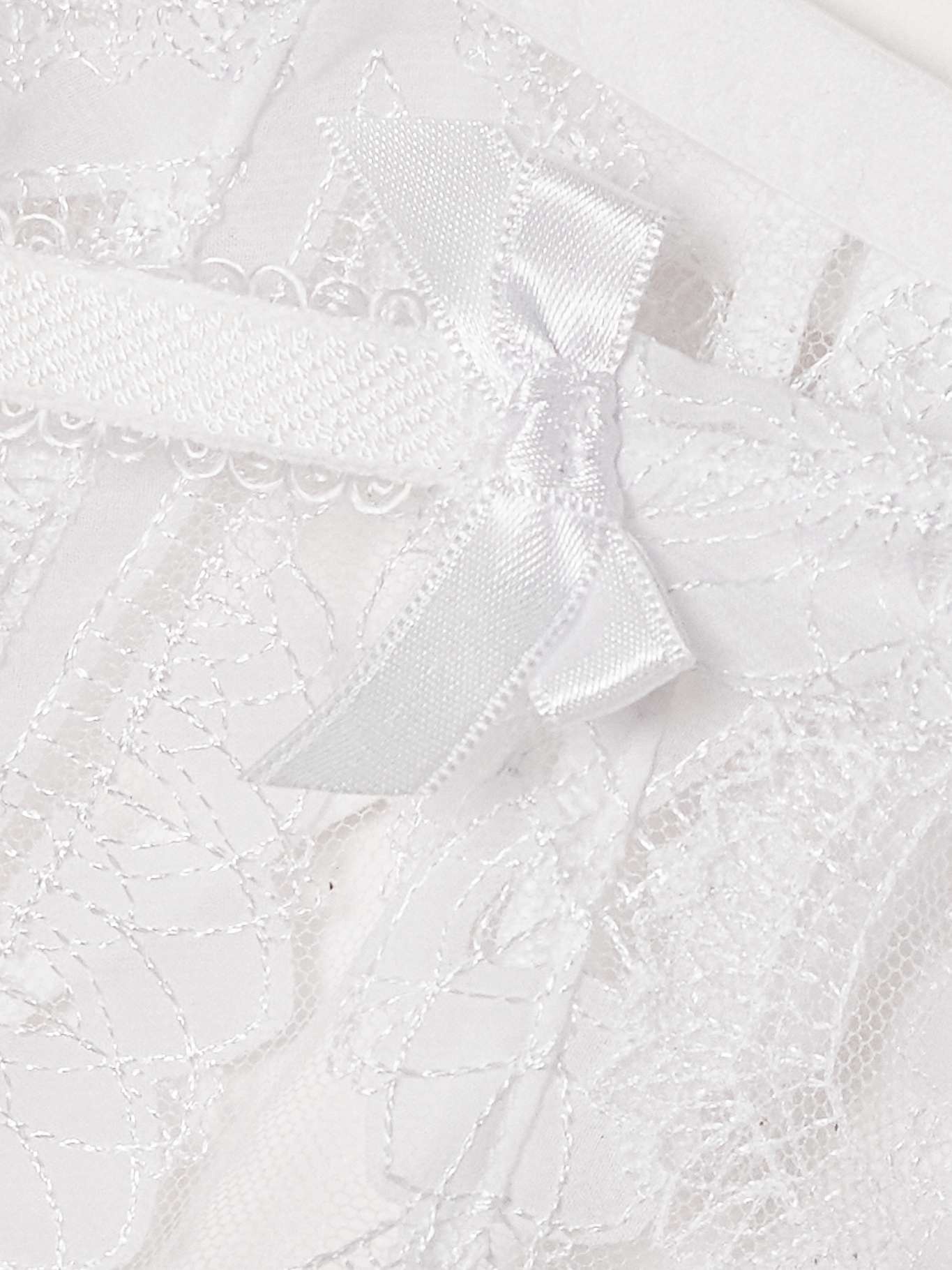 Alysia bow-detailed embroidered tulle suspender belt White - 4