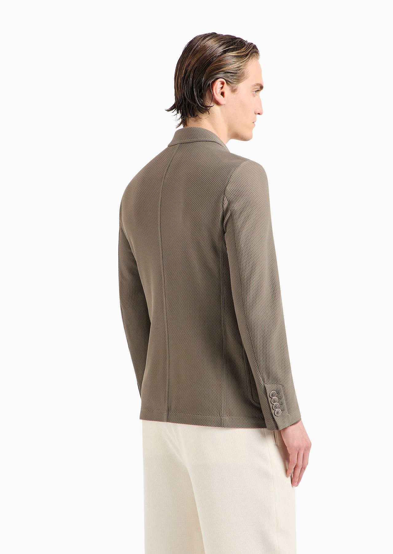 Single-breasted jacket in technical waffle fabric - 3