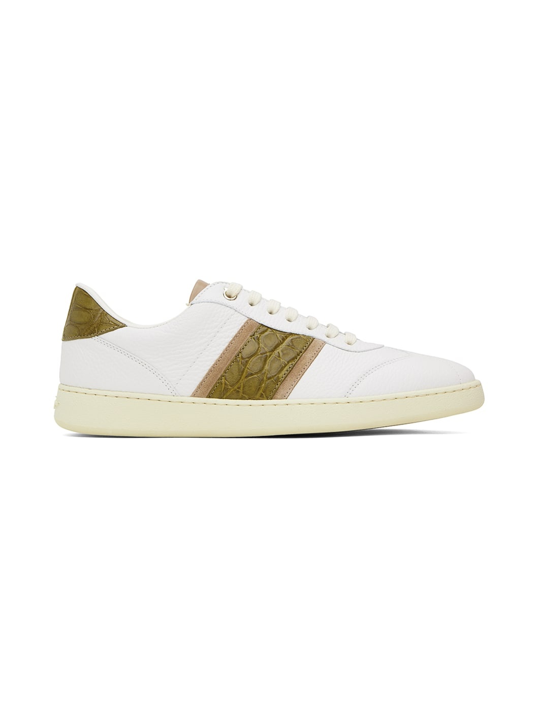 White & Taupe Logo Sneakers - 1