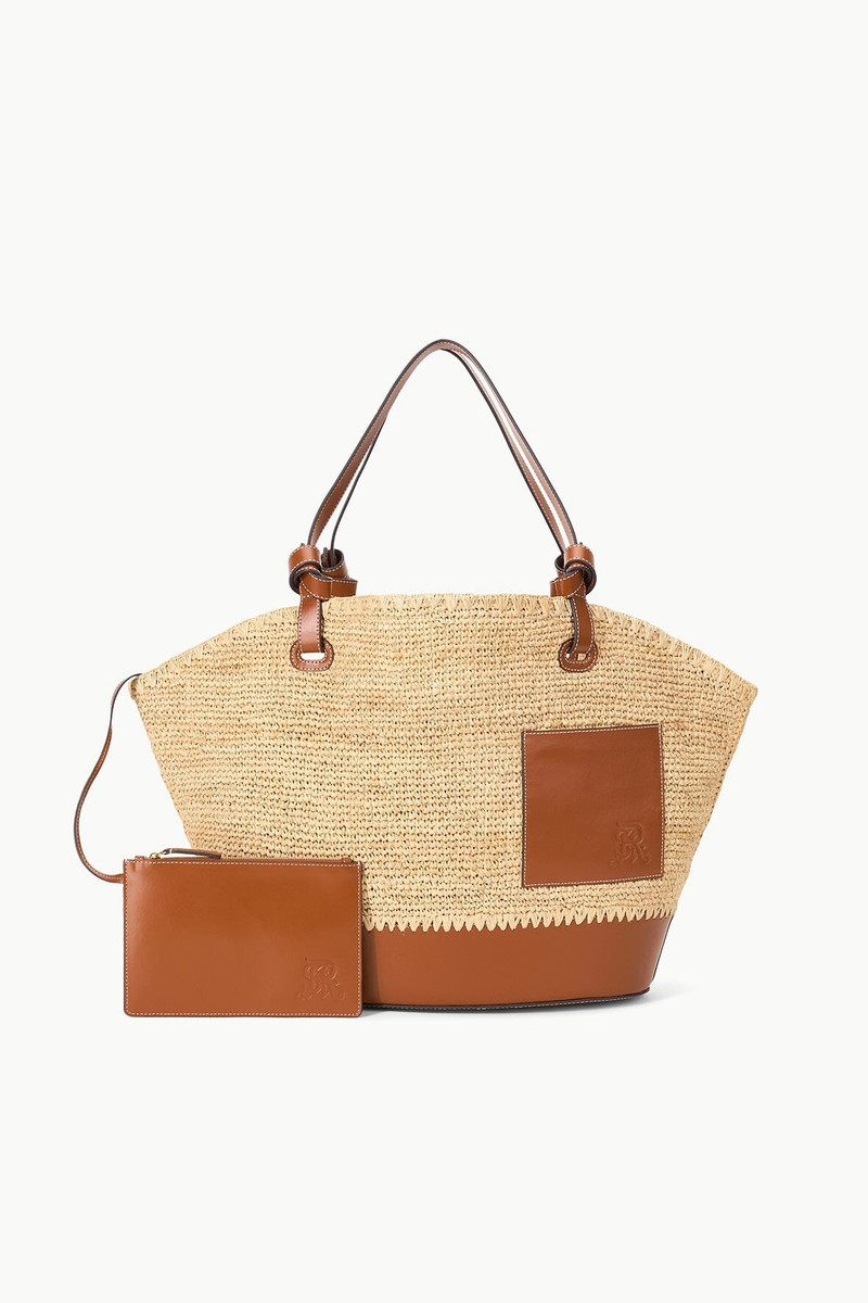 STAUD ST. REGIS SQUILLO RAFFIA TOTE NATURAL TAN 3