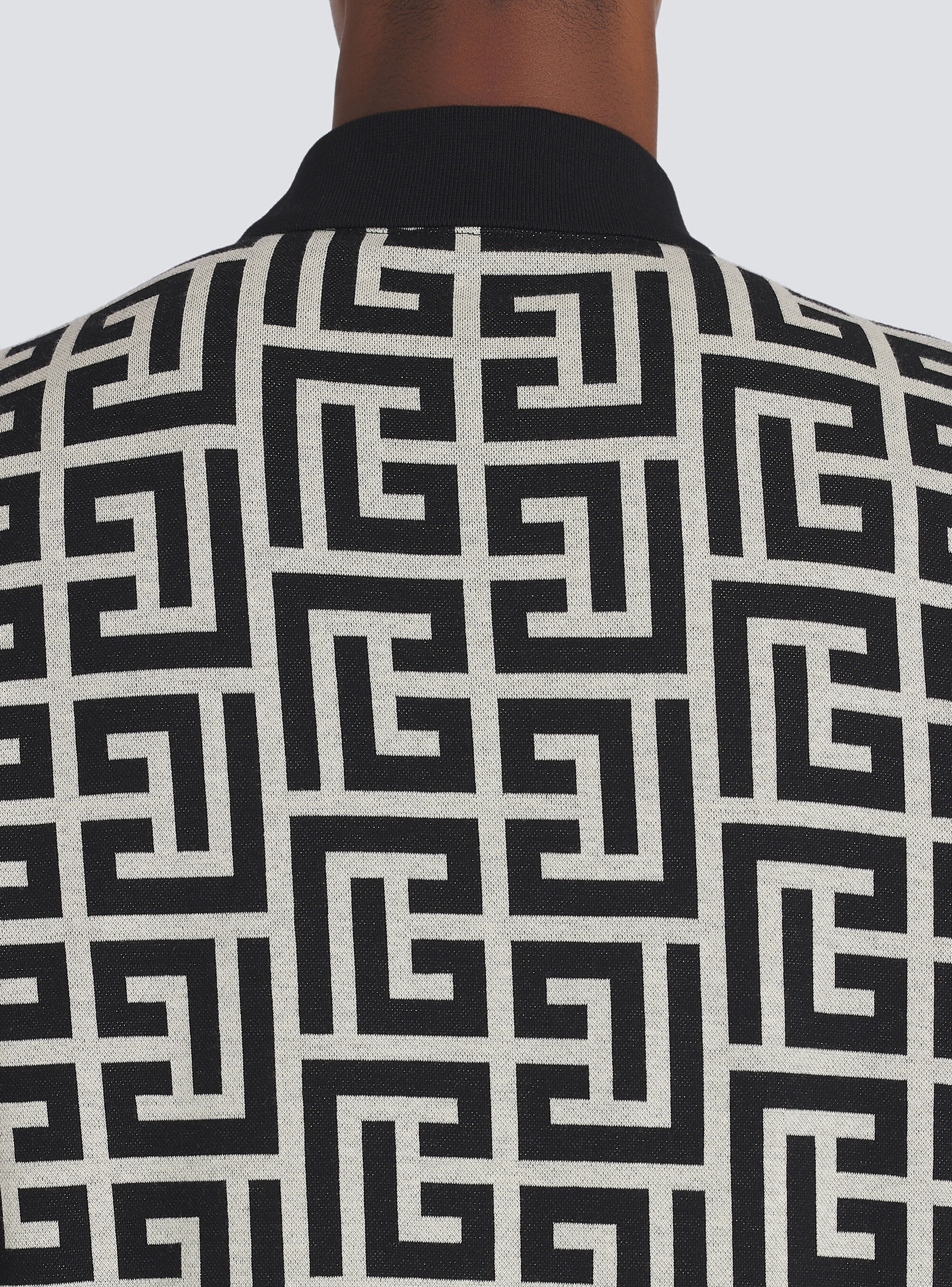 Cotton polo with maxi Balmain monogram - 7