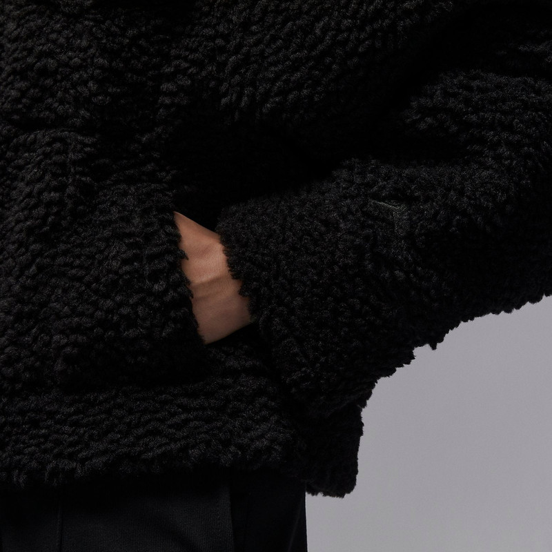 Jordan (WMNS) Air Jordan Teddy Jacket 'Black' FD7169-010 outlook