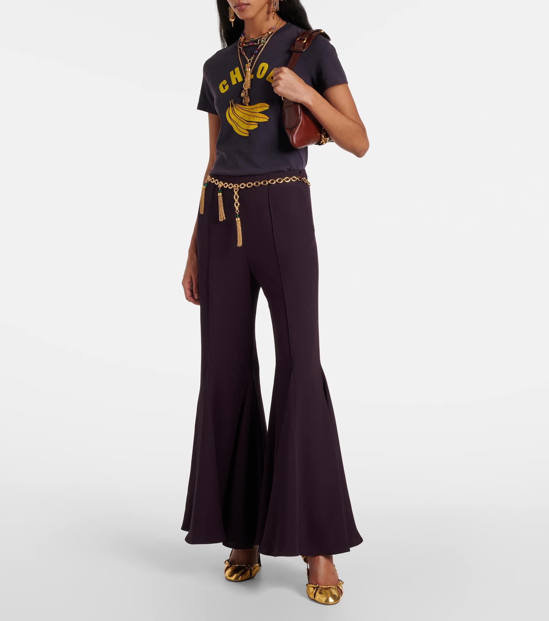 Crêpe satin flared pants - 2