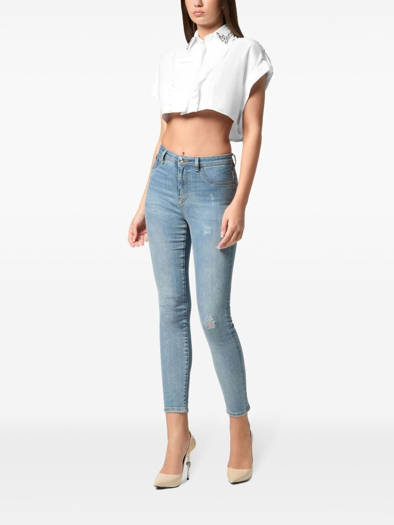 PHILIPP PLEIN rhinestoned cropped shirt outlook