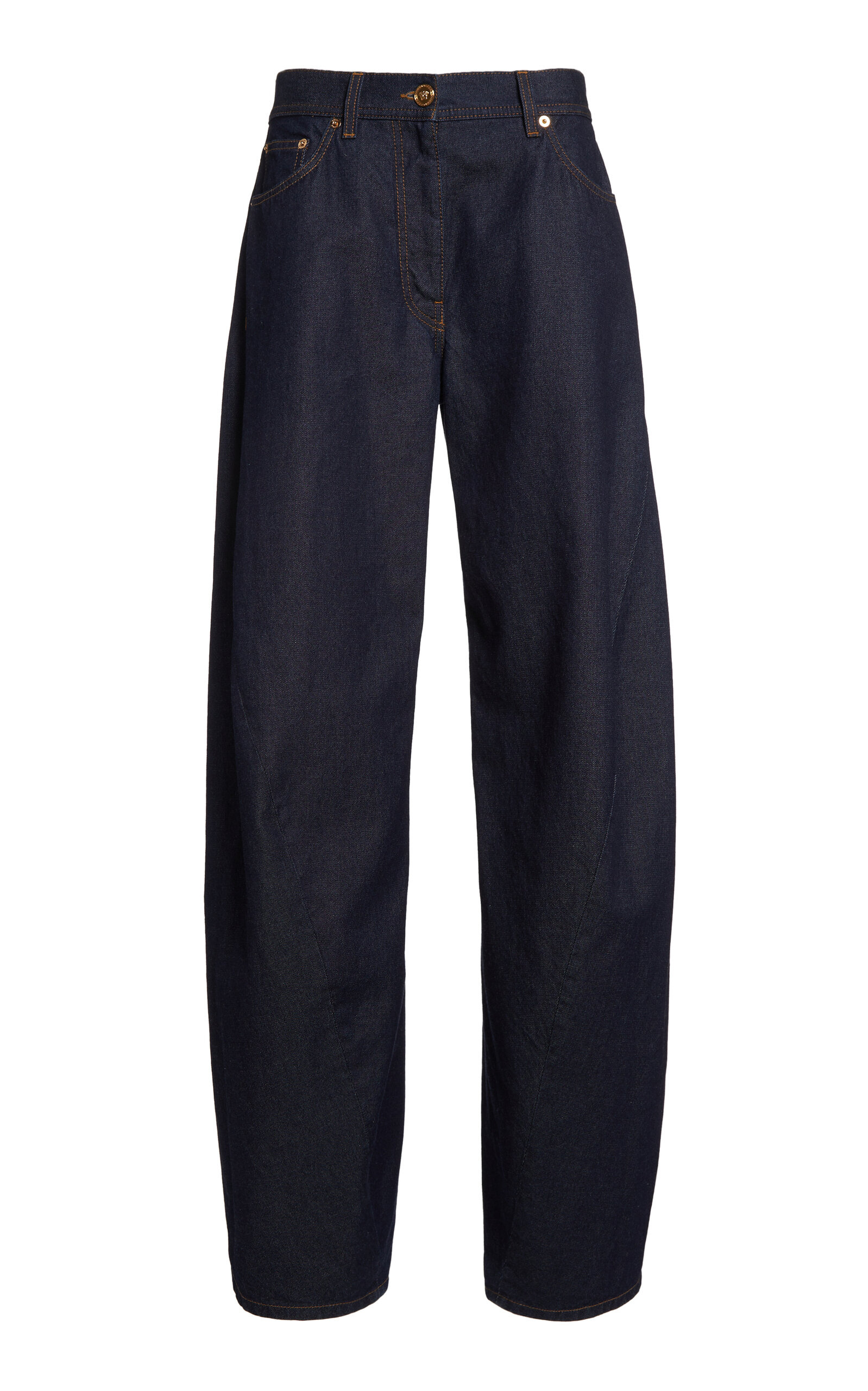 Rigid High-Rise Barrel Jeans dark wash - 1