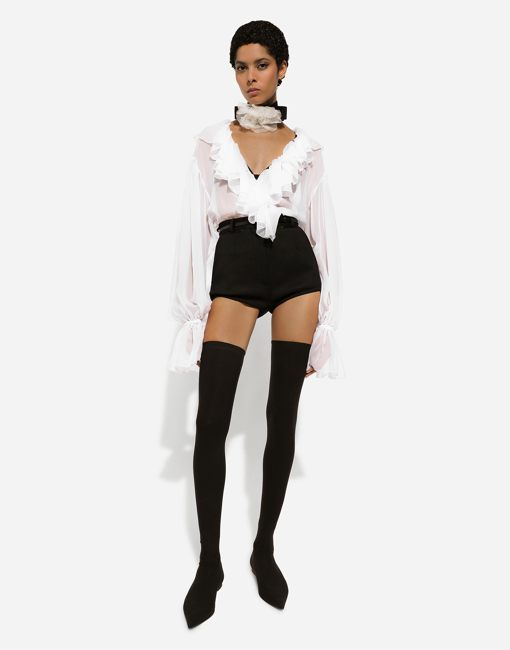 Chiffon blouse with ruffles - 10