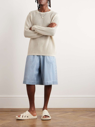 Dries Van Noten Wide-Leg Cotton-Blend Mesh Drawstring Shorts outlook