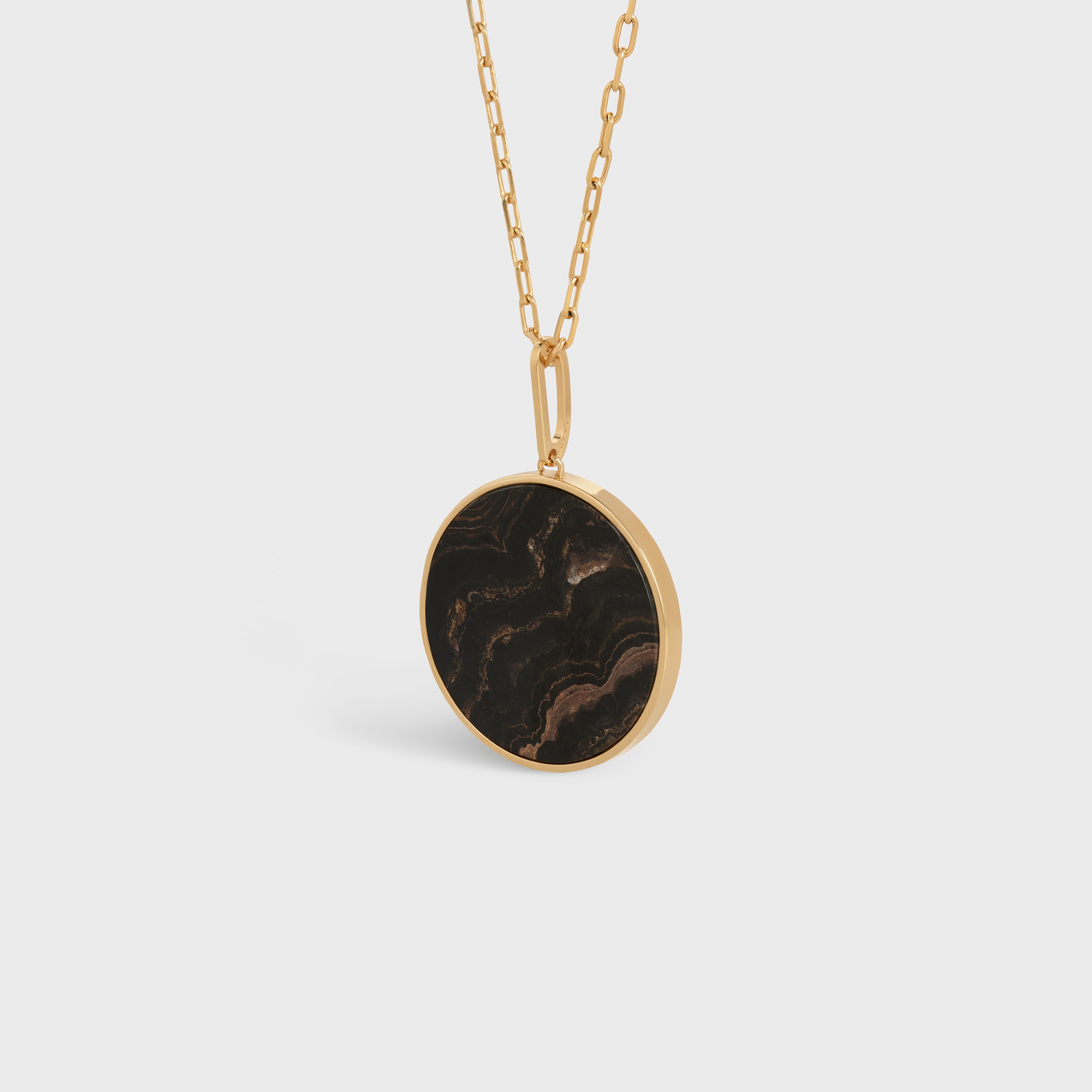 Boheme Medal in Brass with Gold Finish and Python Stone - 2