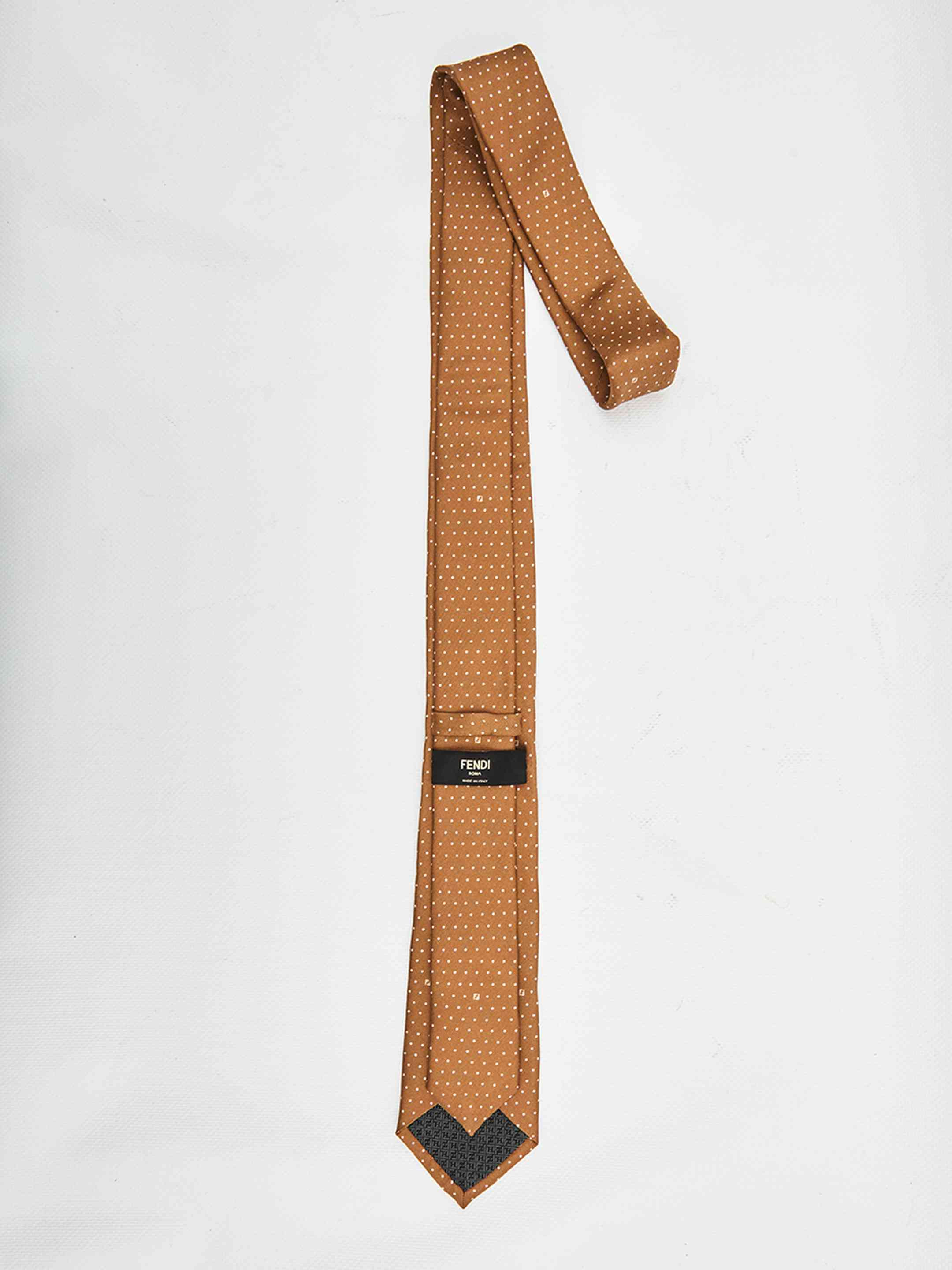 Fendi Men Brown Silk Tie - 2