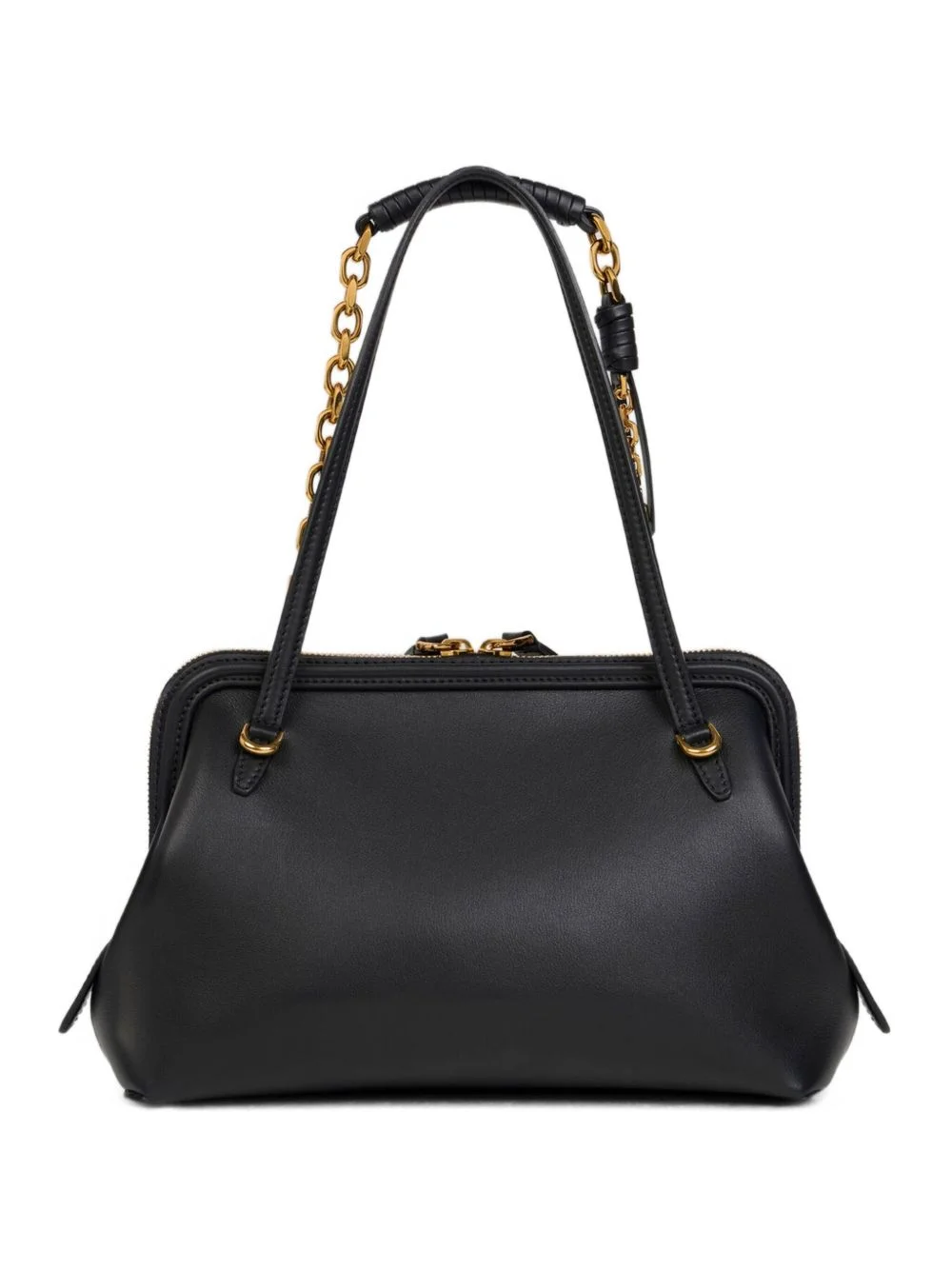 chain-trimmed leather shoulder bag - 1