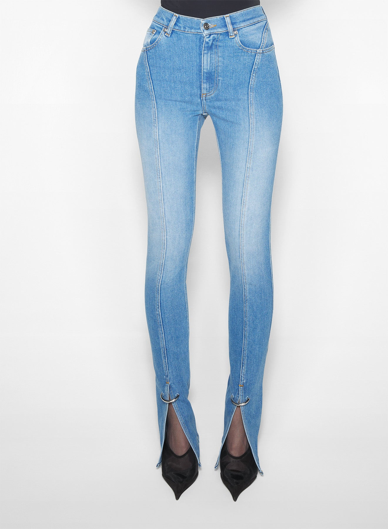 pierced blue denim skinny jeans - 3