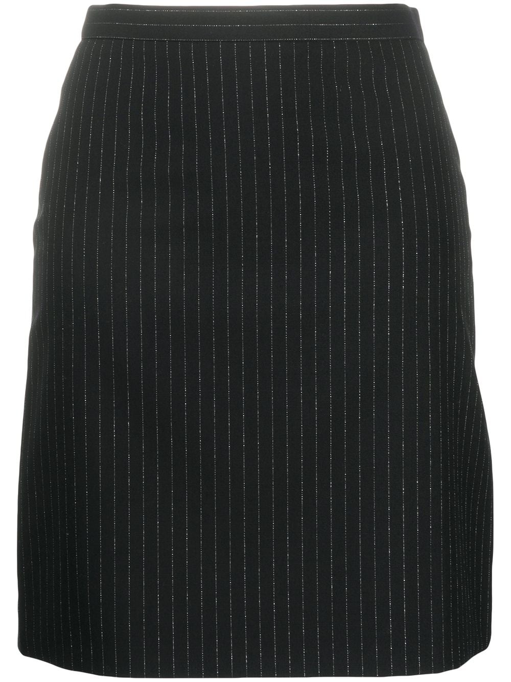 pinstripe back-ruffle wool skirt - 1